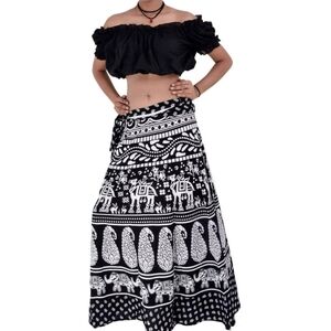 Women’s Bohemian Maxi Wrap Skirt – Multicolor M/L, Festival Style, Adjustable